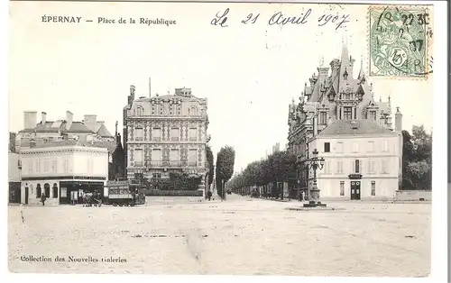 Èpernay - Place de la République mit Pferde-Bus v.1907 (AK5164)