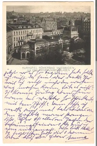 Wiesbaden - Kurhotel Römerbad - an den Kochbrunnenanlagen v. 1930 (AK5189)
