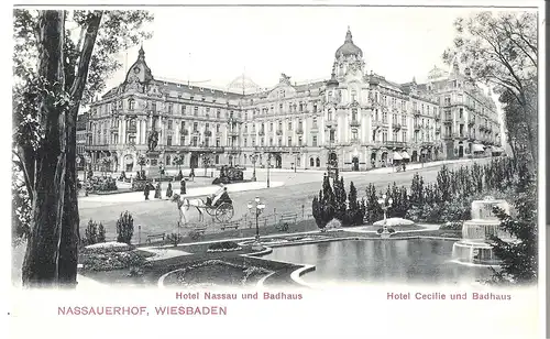 Nassauerhof - Wiesbaden - Hotel Nassau und Badhaus v. 1907 (AK5210)