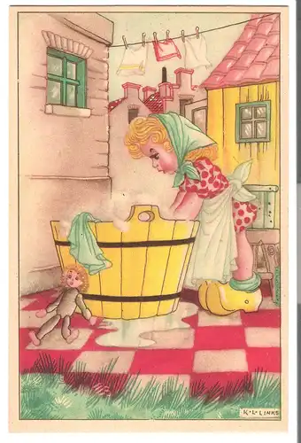 Holländer Mädchen beim Wäsche waschen.  v. 1937 (AK45514)