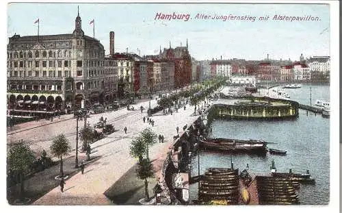 Hamburg - Alter Jungfernstieg mit Alsterpavillon  v. 1910  (AK45534)