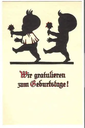 Scherenschnitt - Wir Gratulieren zum Geburtstag! v. 1923  (AK45541)
