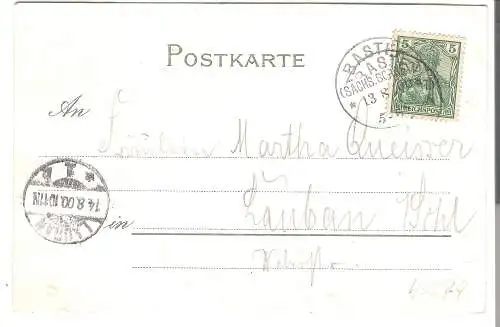 Grusss von der Bastei (sächs. Schweiz) - 2 Ansichten v. 1900    (AK45574)
