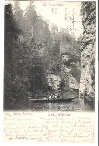 Edmundsklamm - Böhm. Schweiz - Die Klammfamilie   v. 1904 (AK45596)