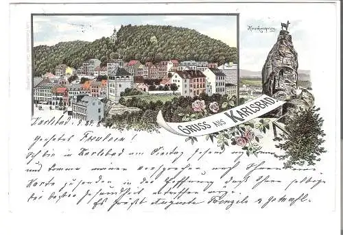 Gruss aus Karlsbad - 2 Ansichten   v. 1899 (AK45599-6)