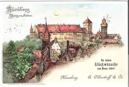 Nürnberg - Burg von Süden - Die besten Glückwünsche zum Neuen Jahr - E. Ollendorff & Co.   v. 1901 (AK45599-12)