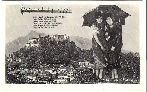 Salzburg im Schnürlregen - mit Strophe und Liedertext  v. 1955 (AK53616)