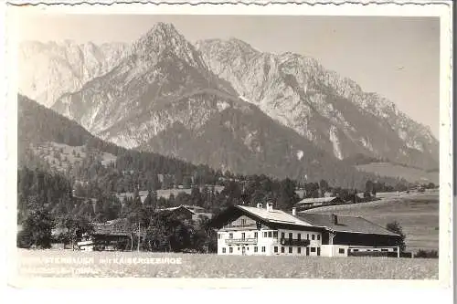 Schusterbauer mit Kaisergebirge am Walchsee Tirol Kaiserwinkl v. 1954 (AK53629)