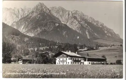 Schusterbauer mit Kaisergebirge am Walchsee Tirol Kaiserwinkl v. 1956 (AK53630)