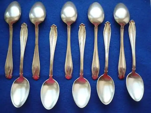 10 Teelöffel - 100er Stempel - mit Monogramm J W (922) Preis reduziert