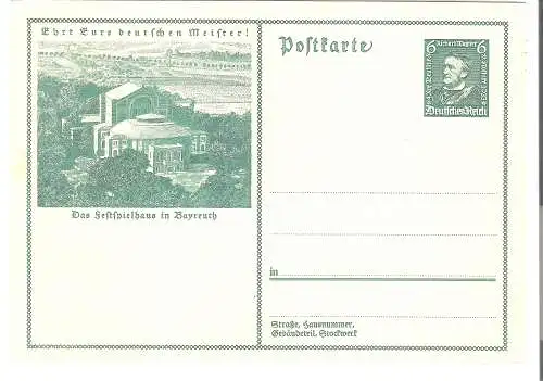 Ganzsache - Ehrt Eure deutschen Meister - Das Festspielhaus in Bayreuth von 1932 (AK5235)