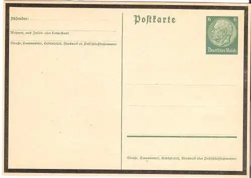 Ganzsache - Hindenburg - 6 Pfennig, Deutsches Reich  -   von 1940  (AK5251)