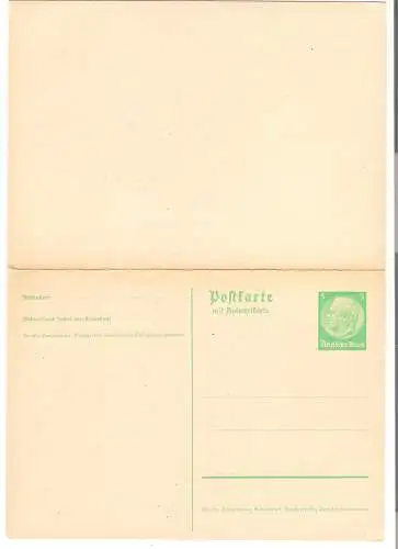 Ganzsache - Doppelkarte - Hindenburg - 5 Pfennig , Deutsches Reich  -   von 1940   (AK5256)