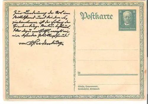 Ganzsache - Hindenburg - 8 Pfennig , Deutsches Reich  -   von 1931   (AK5261)