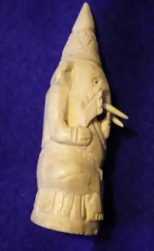 Elfenbein-Figur - Elefanten-Gott mit Krone und Zepter - Indien - 19.Jhrd (928) Preisreduziert