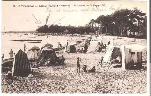 Andernos-les-Bains - Bassin d'Arcachon - Les tentes sur la Plage  von 1915 (AK5326)