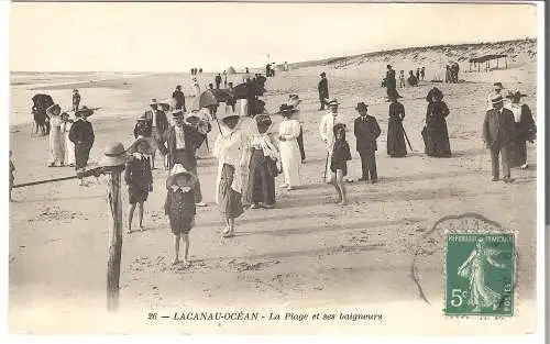 LACANAU-OCÉAN - La Plage et ses baigneurs von 1914  (AK5408)