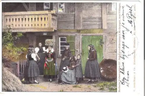 Badische Volkstrachten - Schwarzwälderinnen a. St. Georgen, Amt Villingen  von 1901 (AK5497)