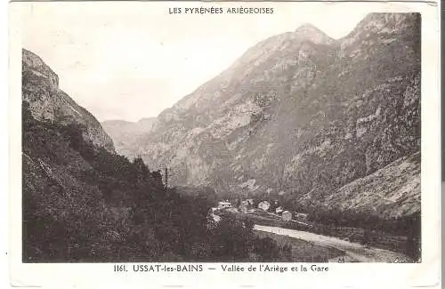 Les Pyrénées Ariégenoises - Ussat les Bains - Vallée de l'Ariège et la Gare von 1946  (AK5513)