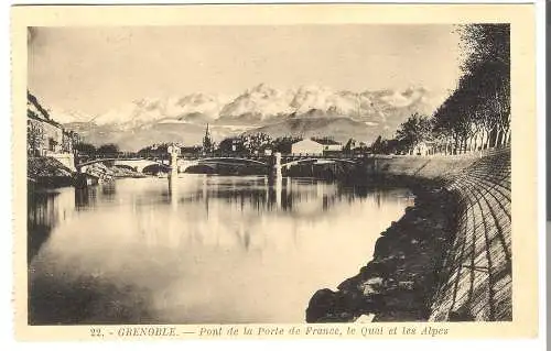 Grenoble - Pont de la Porte de France - Le Quai et les Alpes von 1931 (AK5531)