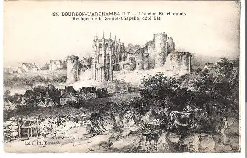 Bourbon - L'Archambault - Lancien Bourbonnais - Vestiges de la Sainte-Chapelle - côté Est von 1932  (AK5538)