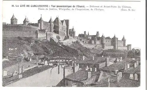 LA CITÉ DE CARCASSONNE - Vue panoramique de l'Ouest von 1904  (AK5590)