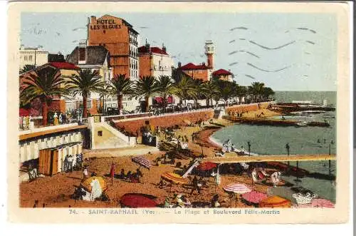 Saint-Raphael - La Plage et Boulevard Félix-Martin von 1936 (AK5606)