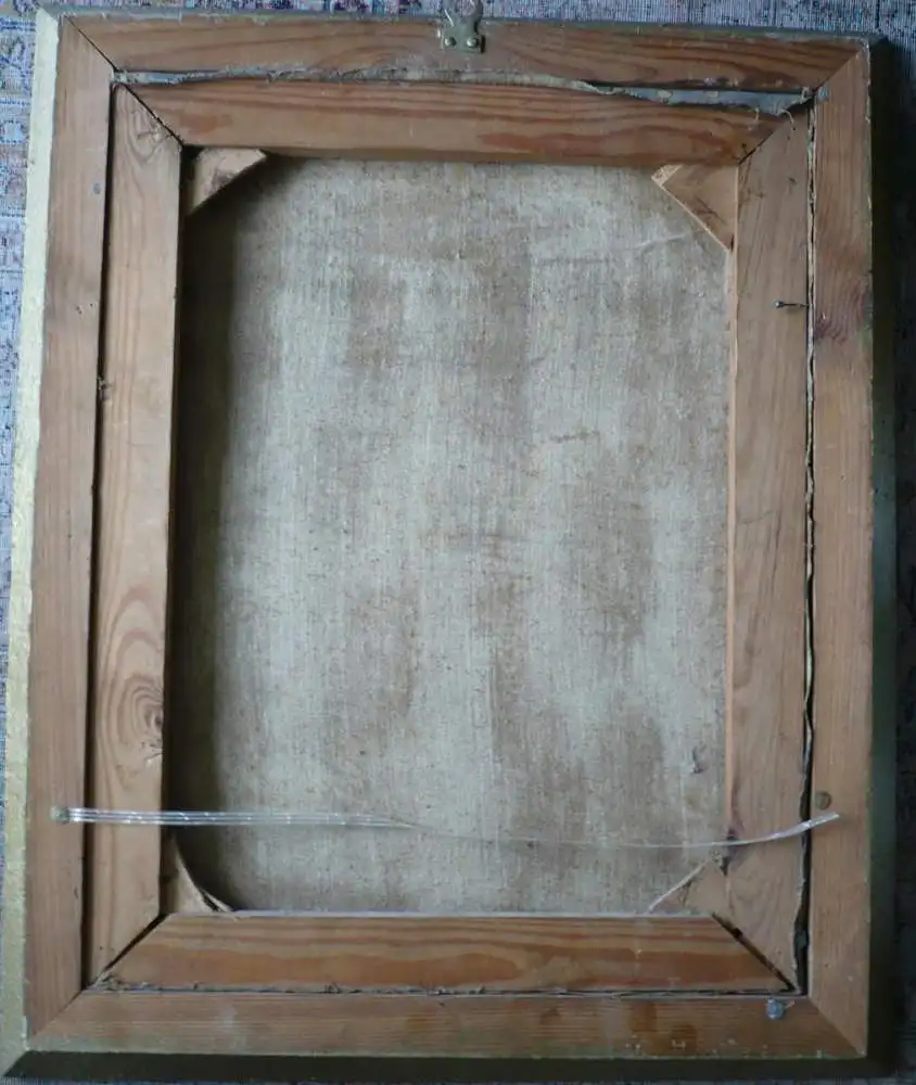 Bauern Küche mit spinnender Bäuerin - von Franz Paul Götte - dat.1947 (1158RG) Preis reduziert 1