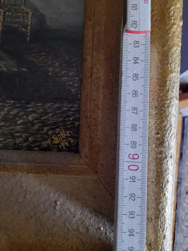 Bauern Küche mit spinnender Bäuerin - von Franz Paul Götte - dat.1947 (1158RG) Preis reduziert 2