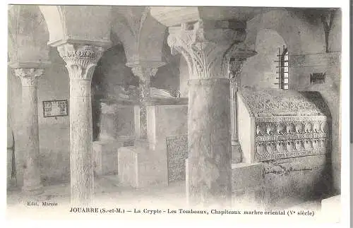 Jouarre - La Crypte - Les Tombeaux, Chapiteaux marbe oriental von 1920 (AK5711)
