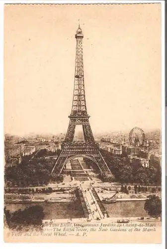 Paris - La Tour Eiffel et la Grande Roue - les nouveaux Jardins du Champ du Mars  von 1905 (AK5802)
