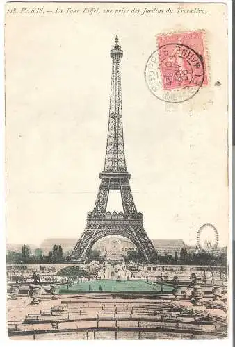 Paris - La Tour Eiffel - Vue prise des Jardins du Trocadéro  von 1906  (AK5859)