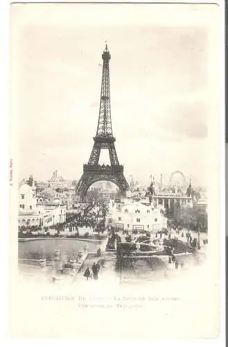 Paris - La Tour Eiffel - Exposition de 1900 - La Tour de 300 Metrès - Vue prise du Trocadéro  von 1900  (AK5868)