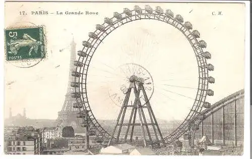 Paris - La Grande Roue et la Tour Eiffel von 1908  (AK5870)