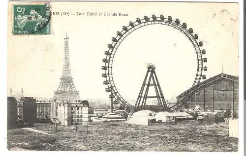 Paris - Tour Eiffel et Grande Roue  von 1908  (AK5874)