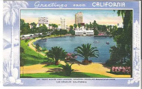 Los Angeles - Boat House and Lagoon - General Douglas Magarthur Park  von 1950  (AK5906)