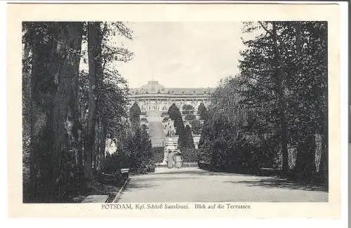 Potsdam - Kgl. Schloß Sanssouci - Blick auf die Terrassen   von 1927  (AK5941)
