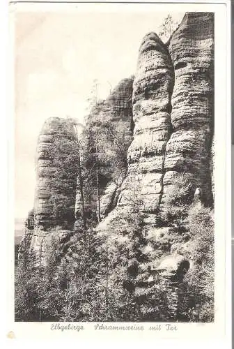 Elbgebirge - Schrammsteine mit Tor   von 1946  (AK5945)