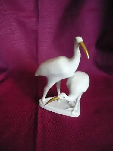 Porzellan Figur - Vogelpaar -  mit Goldbemalung  (1004) Preis reduziert