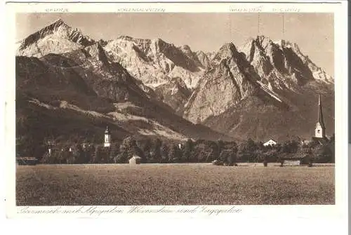 Garmisch mit Alpenspitzen - Waxenstein und Zugspitze   von 1935  (AK6001)