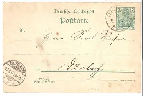 Ganzsache - Deutsches Reich - von Philippsburg nach Durlach   von 1901 (AK6021)