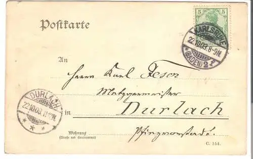 Ganzsache - Deutsches Reich - von Karlsruhe nach Durlach   von 1903 (AK6022)