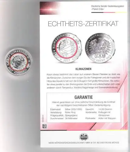 Deutsche Sonder-Gedenkausgabe >Planet Erde< - Klimazonen -  von 2017 (M-03)