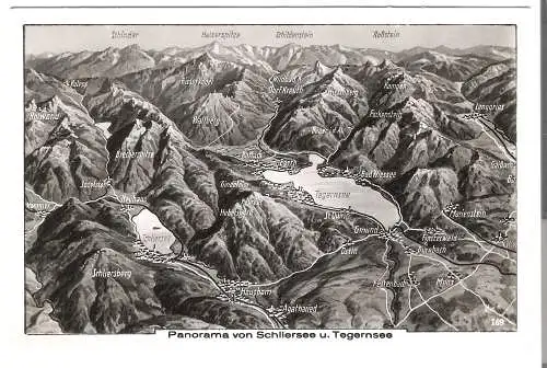 Panorama von Schliersee und Tegernsee  - von 1950  (AK6047)