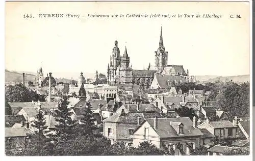 Evreux - Panorama sur la Cathédrale et la Tour de l'Horloge - von 1907  (AK6084)