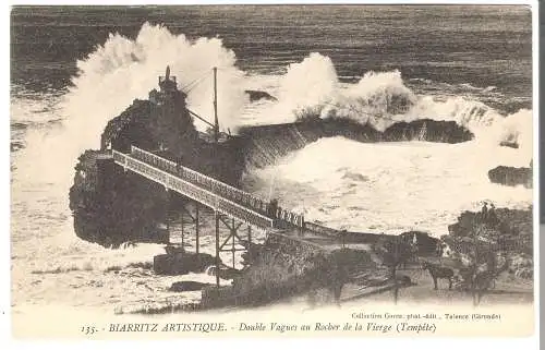 Biarritz Artistique - Double Vagues au Rocher de la Vierge - von 1908  (AK6088)