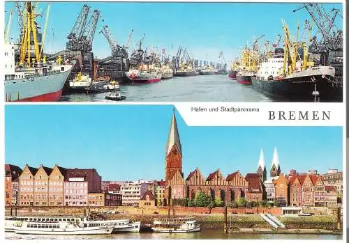 Hafen und Stadtpanorama - Bremen - von 1964  (AK6101)