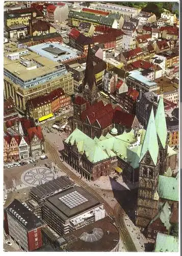 Bremen - Blick auf den Marktplatz aus der Vogelperspektive - von 1964  (AK6102)