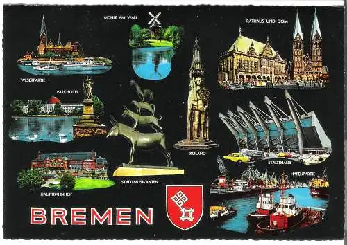 Bremen - 9 Wahrzeichen der Stadt - von 1962   (AK6112)