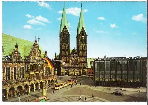 Bremen - Rathaus, Dom und Haus der Bürgerschaft - Straßenbahn -- von 1962  (AK6117)